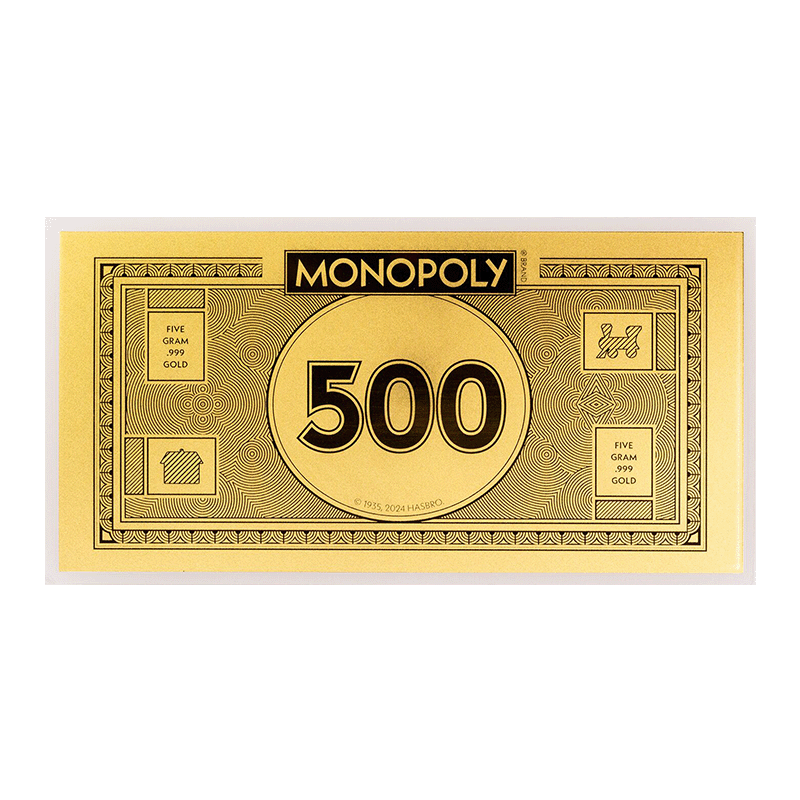 Image for 5 gram Monopoly Foil Gold Note (2024) from TD Precious Metals